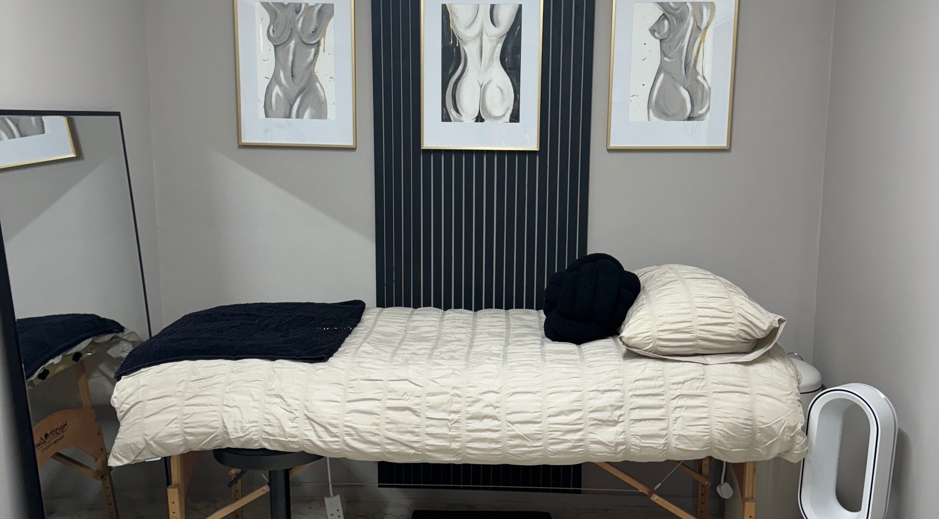 Elegant treatment room at Nailed by Lish, featuring cozy decor in Sudbury, England, GB.