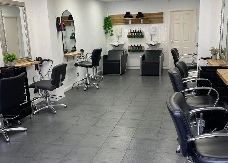 Modern, elegant salon interior at The Salon His and Hers Broughton Astley, Broughton Astley, England, GB.