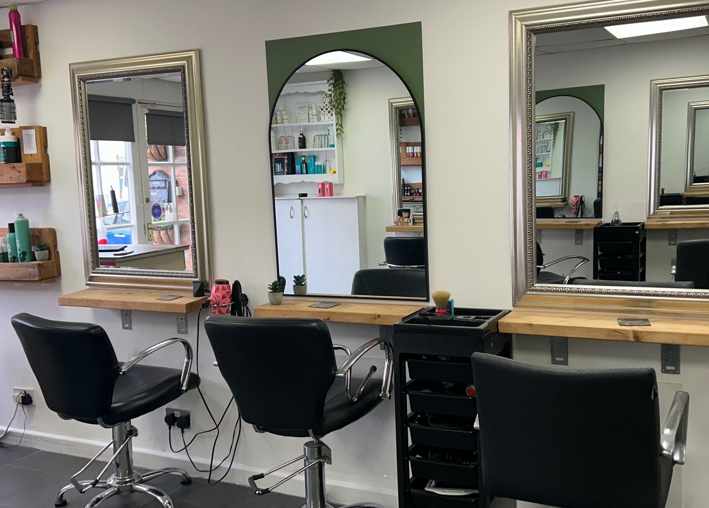 Elegant styling stations at The Salon His and Hers Broughton Astley in Broughton Astley, England, GB.