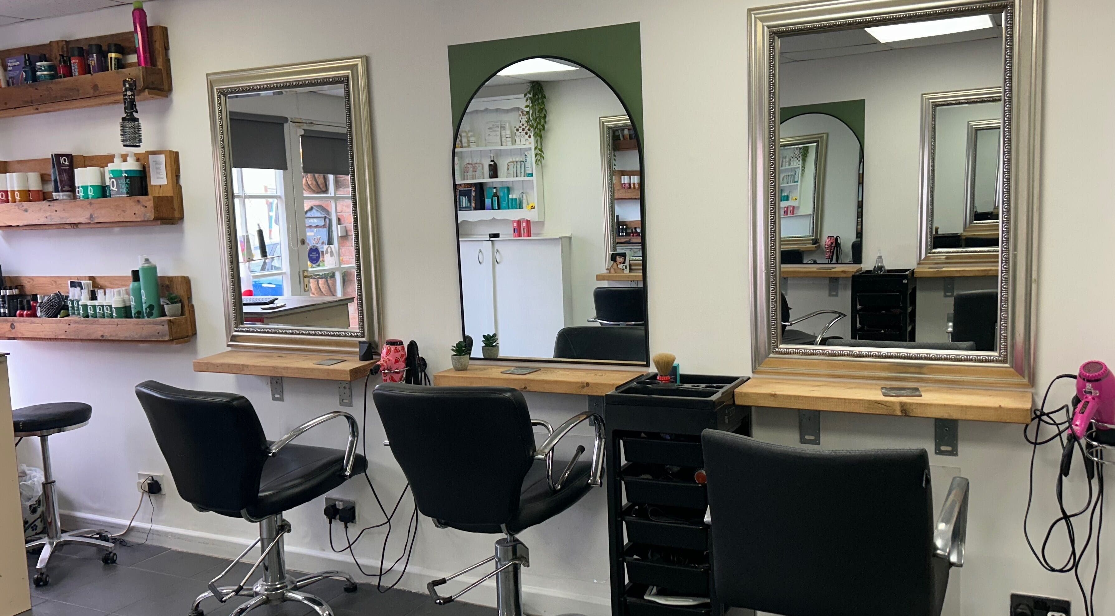 Elegant styling stations at The Salon His and Hers Broughton Astley in Broughton Astley, England, GB.
