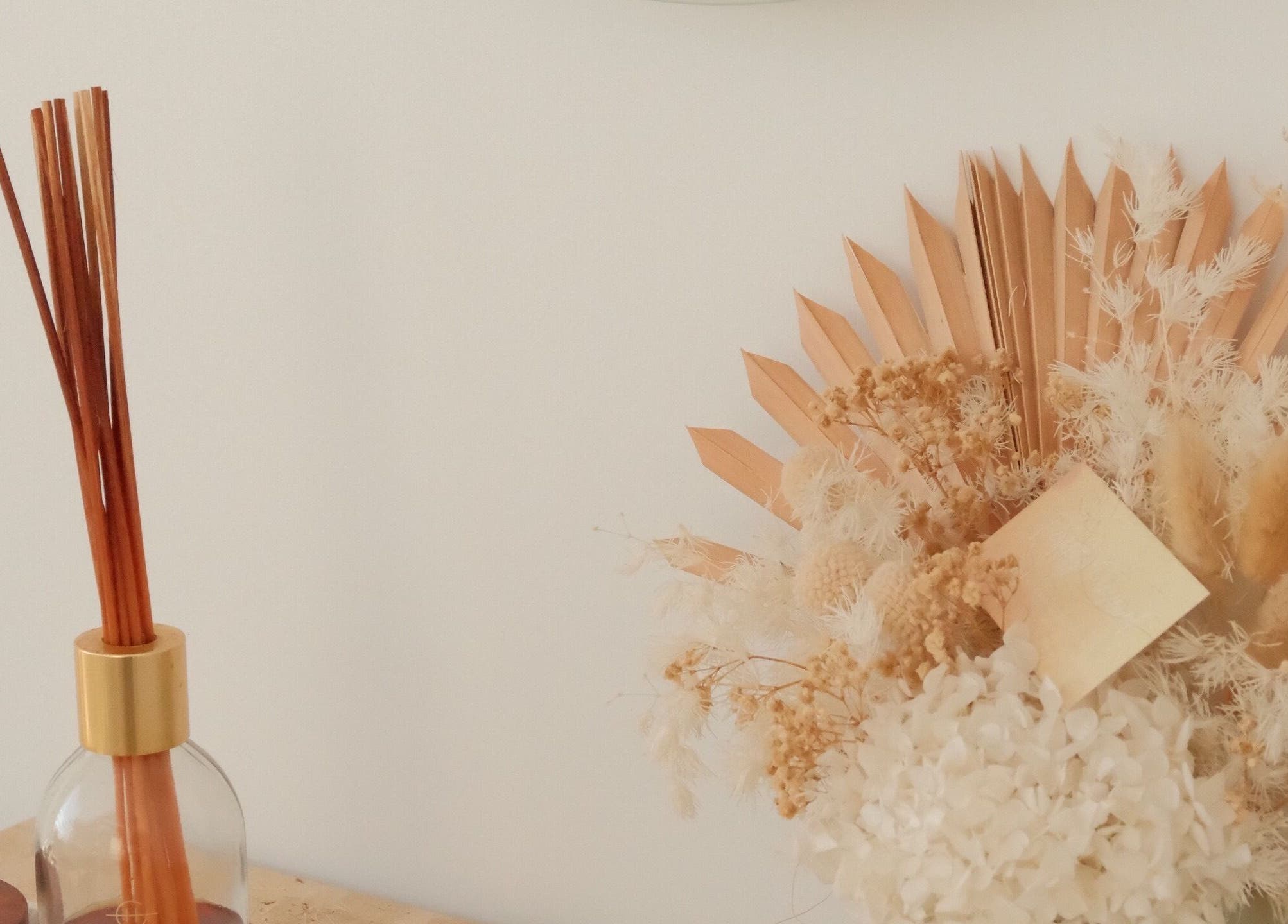 Elegant diffuser and dried floral arrangement at MP Lash Artistry, Narellan, New South Wales, AU.