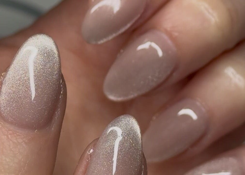 Elegant shimmering nails at MP Lash Artistry, Narellan, New South Wales, AU.