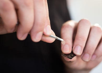 Detailed micro-acupuncture at Deanna Thomas Acupuncture & Wellbeing, Middlesbrough, England, GB.