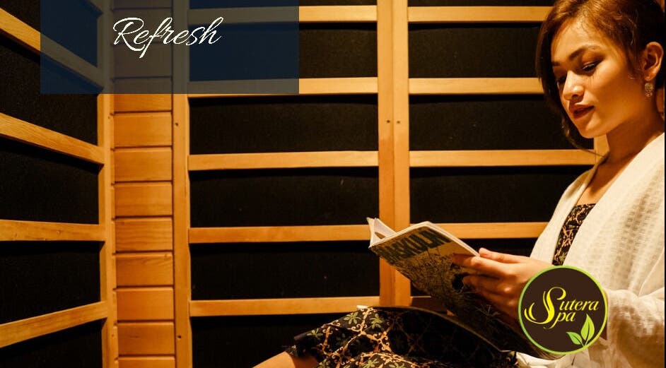 Woman enjoying sauna at Sutera Spa Kemaman, Chukai, Terengganu, MY for a refreshing experience.