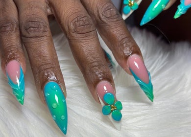 Vibrant nail design at Pressed Nails in Bridgetown, Saint Michael, BB.