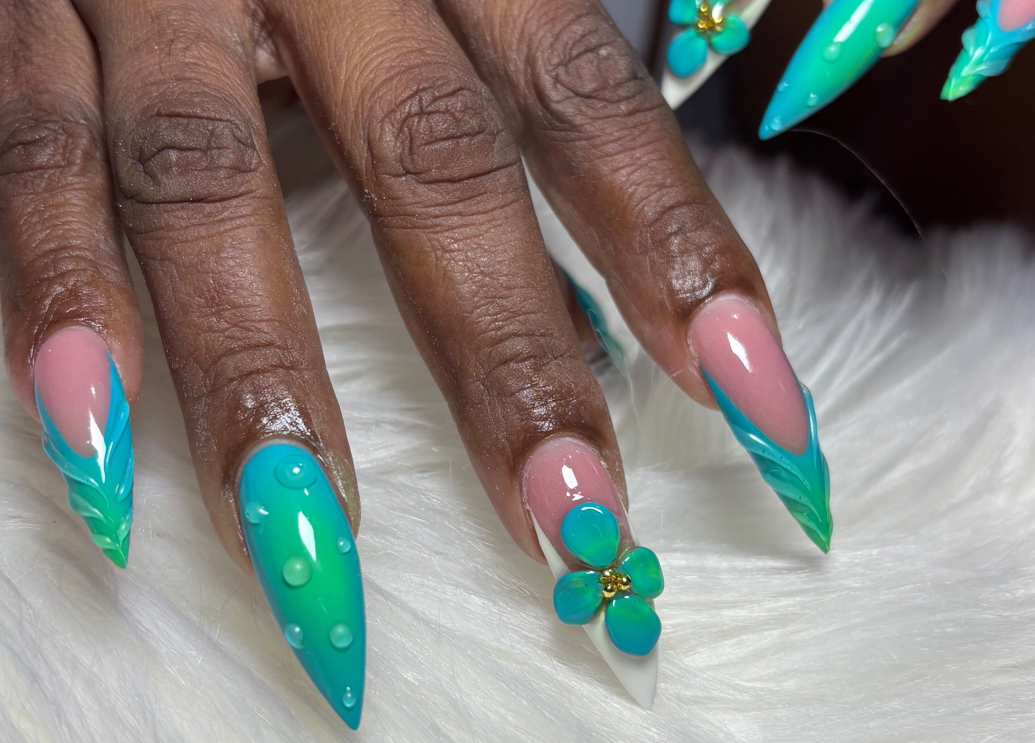Vibrant nail design at Pressed Nails in Bridgetown, Saint Michael, BB.