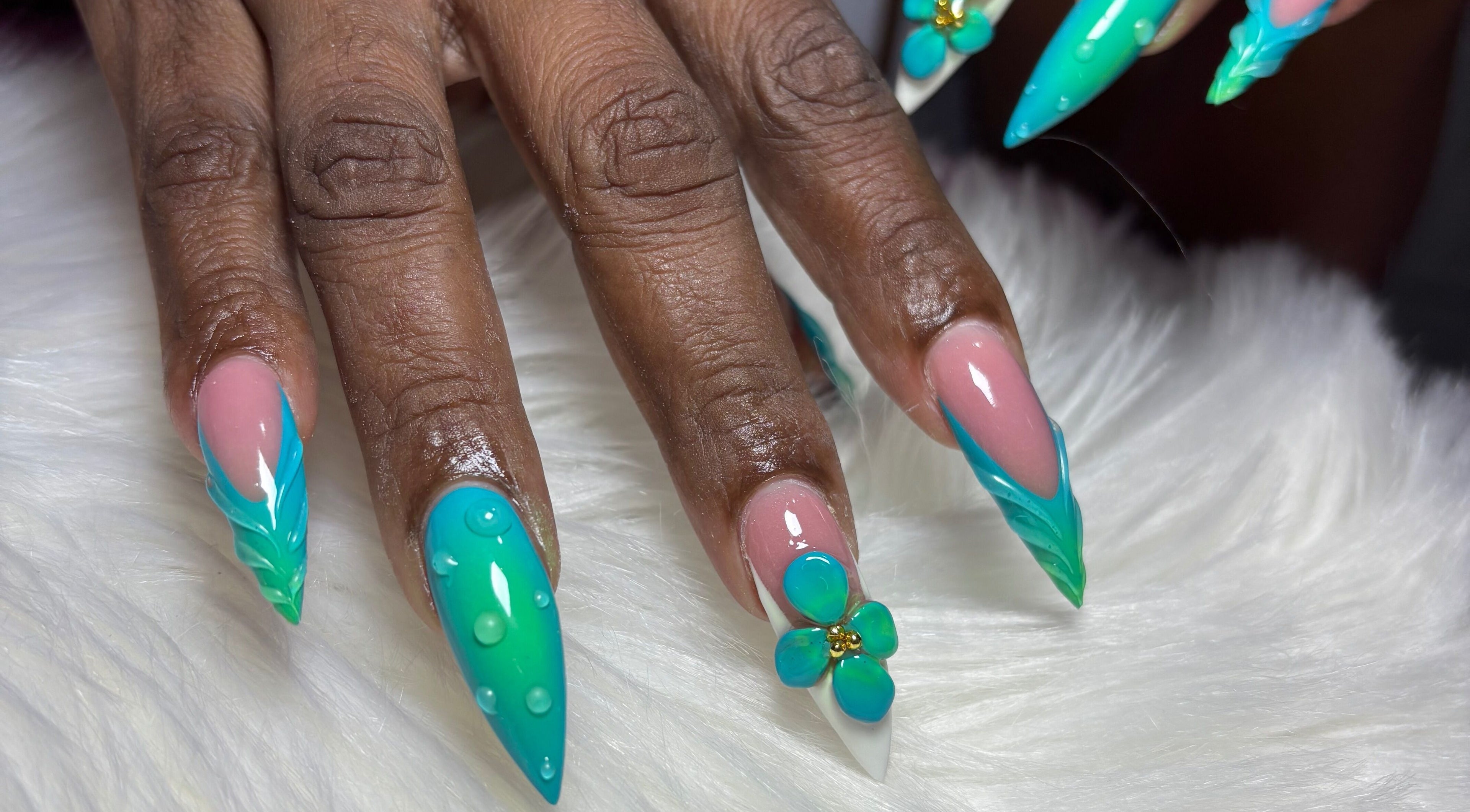 Vibrant nail design at Pressed Nails in Bridgetown, Saint Michael, BB.