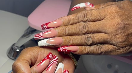 Intricate festive nail art at Pressed Nails, Bridgetown, Saint Michael, BB showcasing holiday elegance.