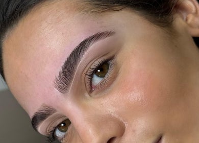 Close-up of expertly shaped eyebrows at Brow Babes - BrowZ by Harry, Truro, England, GB.