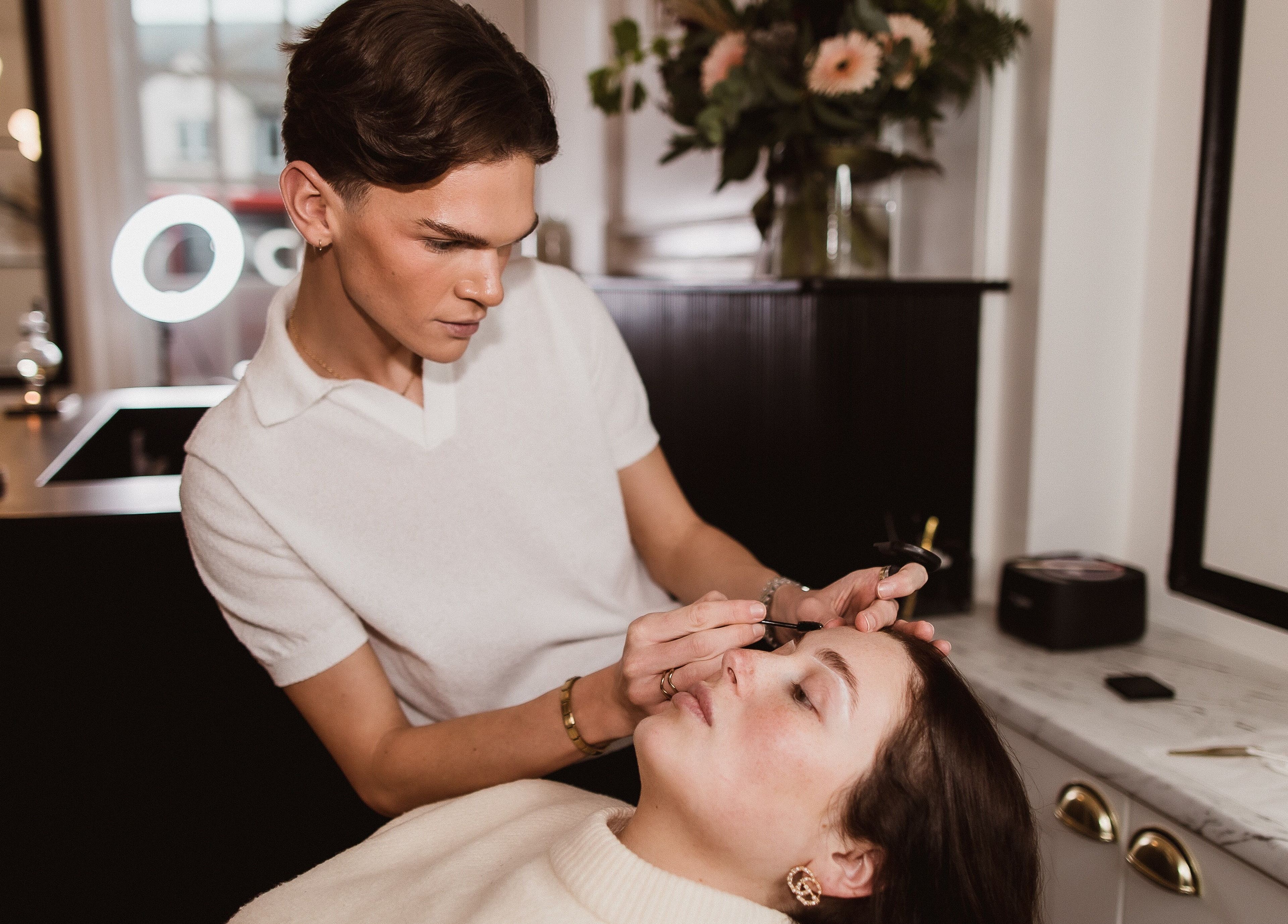 Professional brow shaping at Brow Babes - Harry in Truro, England, GB. Detailed, personalized beauty service on display.