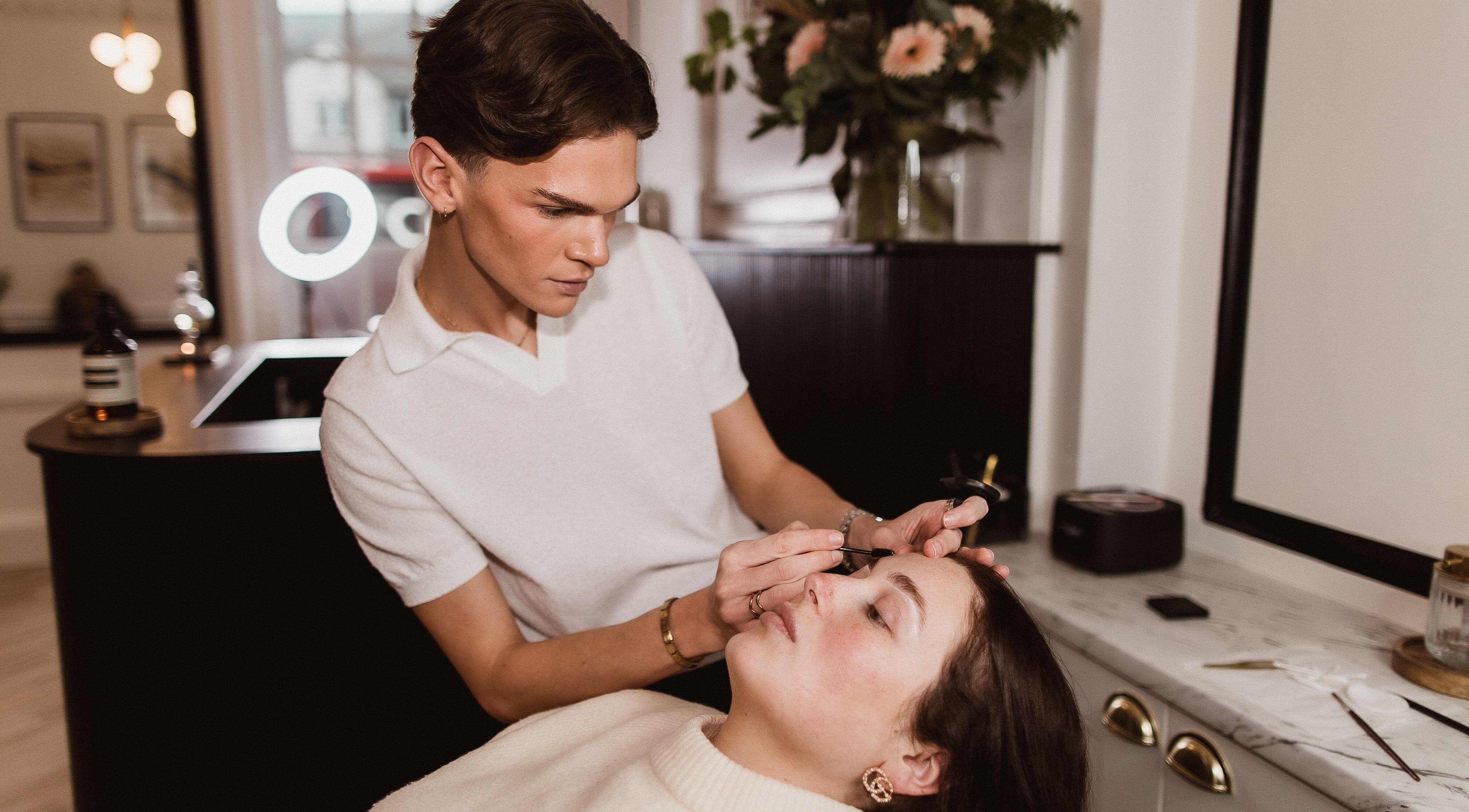 Professional brow shaping at Brow Babes - Harry in Truro, England, GB. Detailed, personalized beauty service on display.