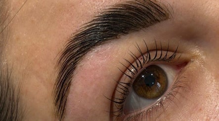 Close-up of styled eyebrow and eyelashes at The Beauty Room, Princes Risborough, England, GB.