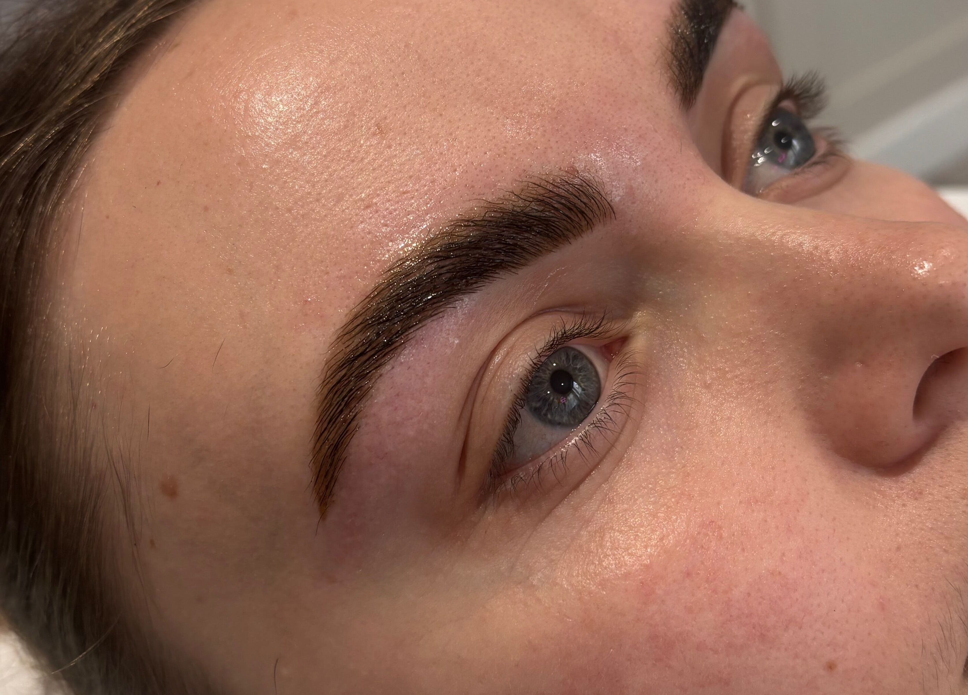 Close-up of freshly groomed eyebrows at The Hideaway Clinic, Princes Risborough, England, GB.