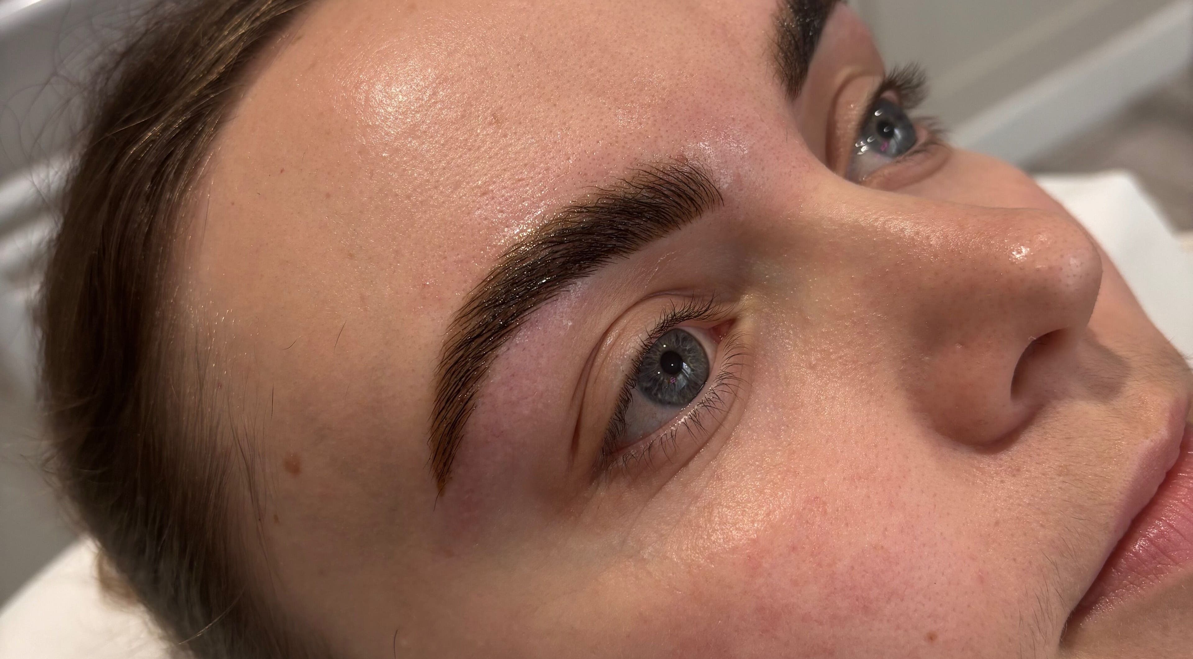 Close-up of freshly groomed eyebrows at The Hideaway Clinic, Princes Risborough, England, GB.