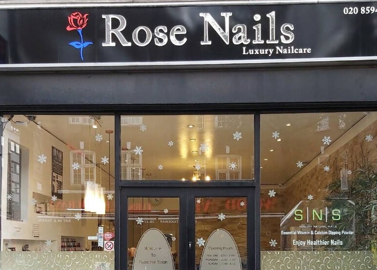 Front entrance of Rose Nails in Barking, England, showcasing luxury nailcare services.