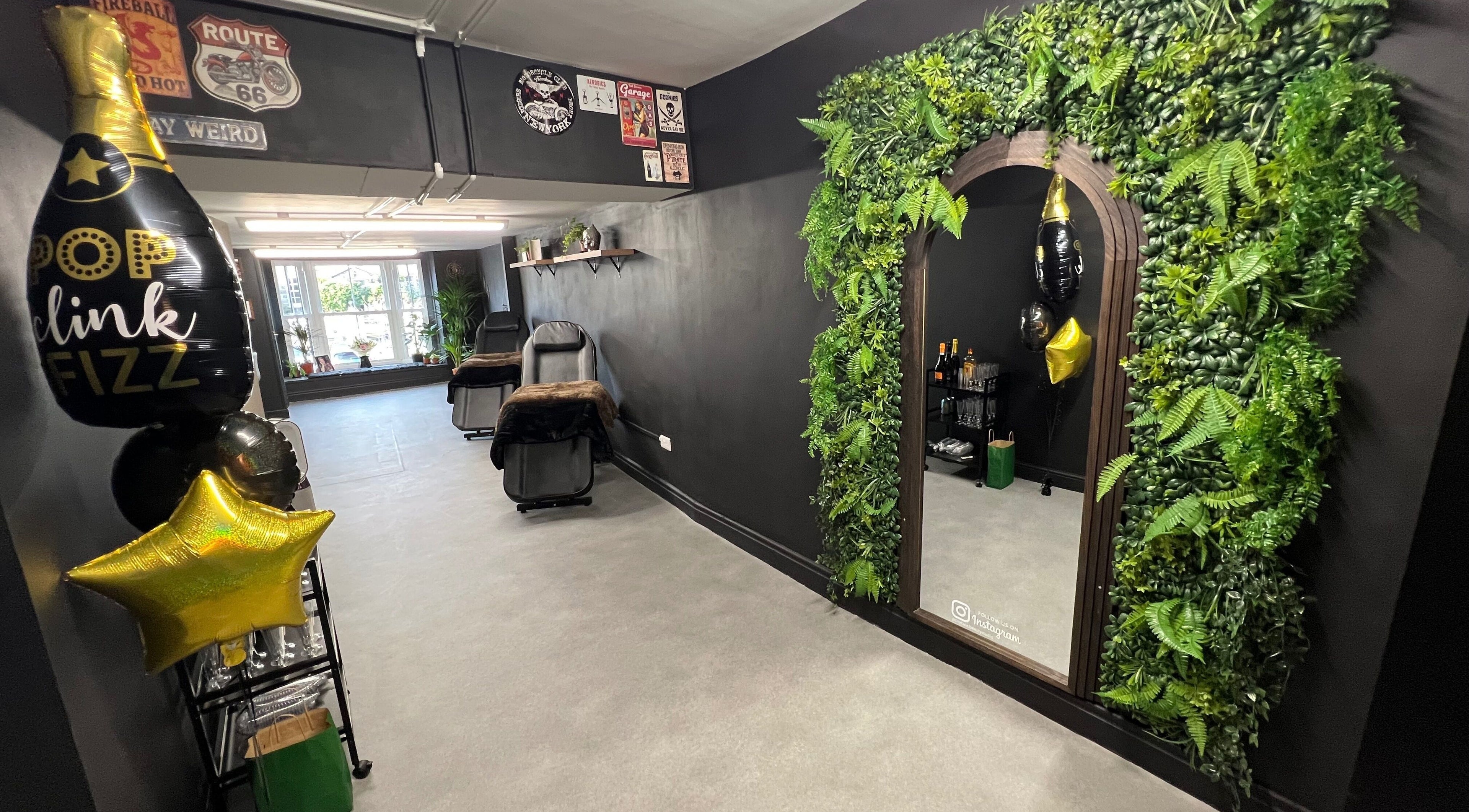 Inviting interior of Tiny Face / Steph in Guisborough, England, GB with chic decor and lush greenery.