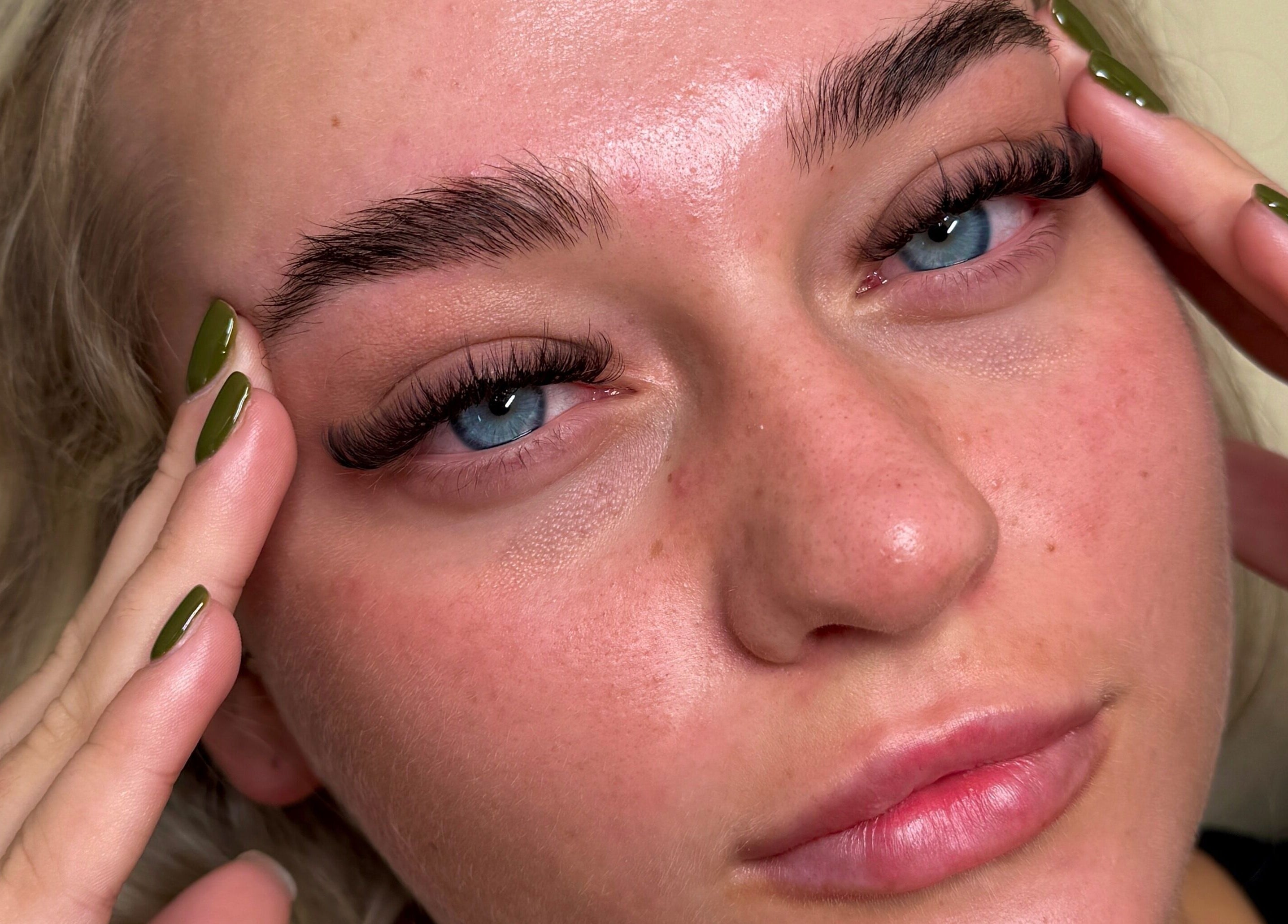 Close-up of eye treatment at Crown By Chloe in Dundee, Scotland, GB. Highlighting beautiful lashes and brows.