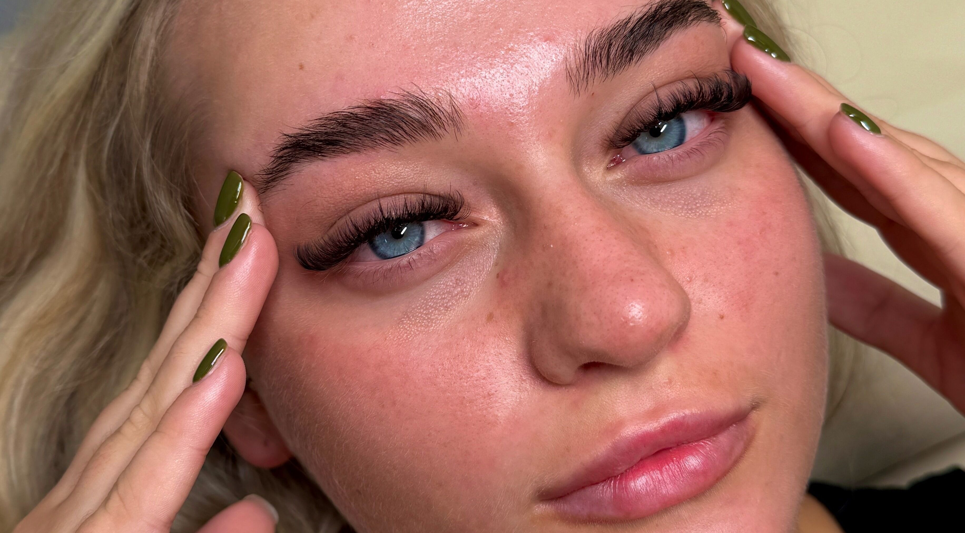 Close-up of eye treatment at Crown By Chloe in Dundee, Scotland, GB. Highlighting beautiful lashes and brows.