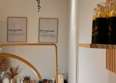 Modern beauty studio at Beauty By Martyna, Stirling, Scotland, GB showcasing lash and brow services.