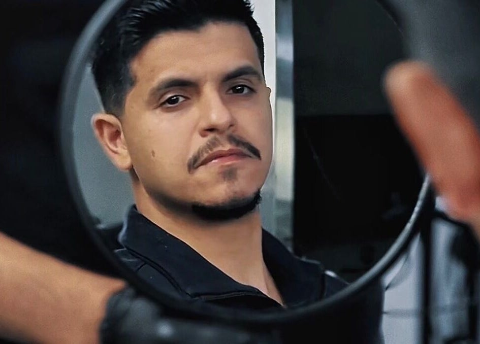 Reflection of a man in a mirror at Adam's Republic | Al-Shati, Dammam, المنطقة الشرقية, SA.