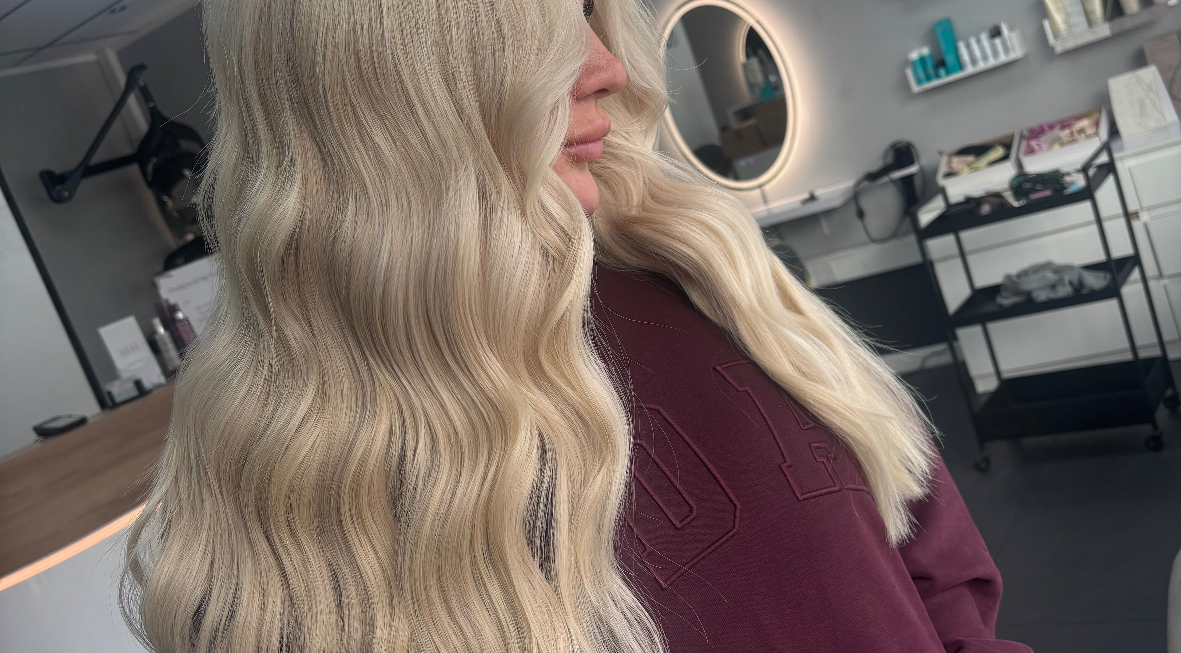 Blonde wavy hair styled at Hair By Grace Melissa, Tarleton, England, GB.