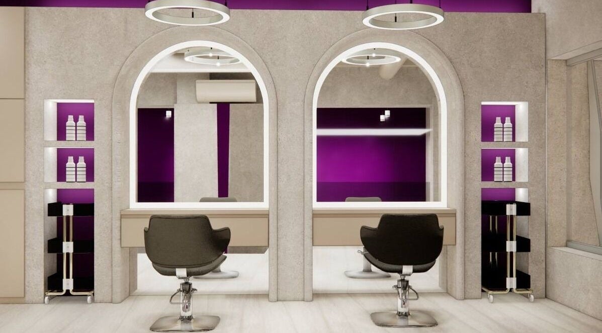Sleek beauty salon chairs at Wow Beauty Lab Molos in Limassol, Limassol, CY with vibrant purple accents.