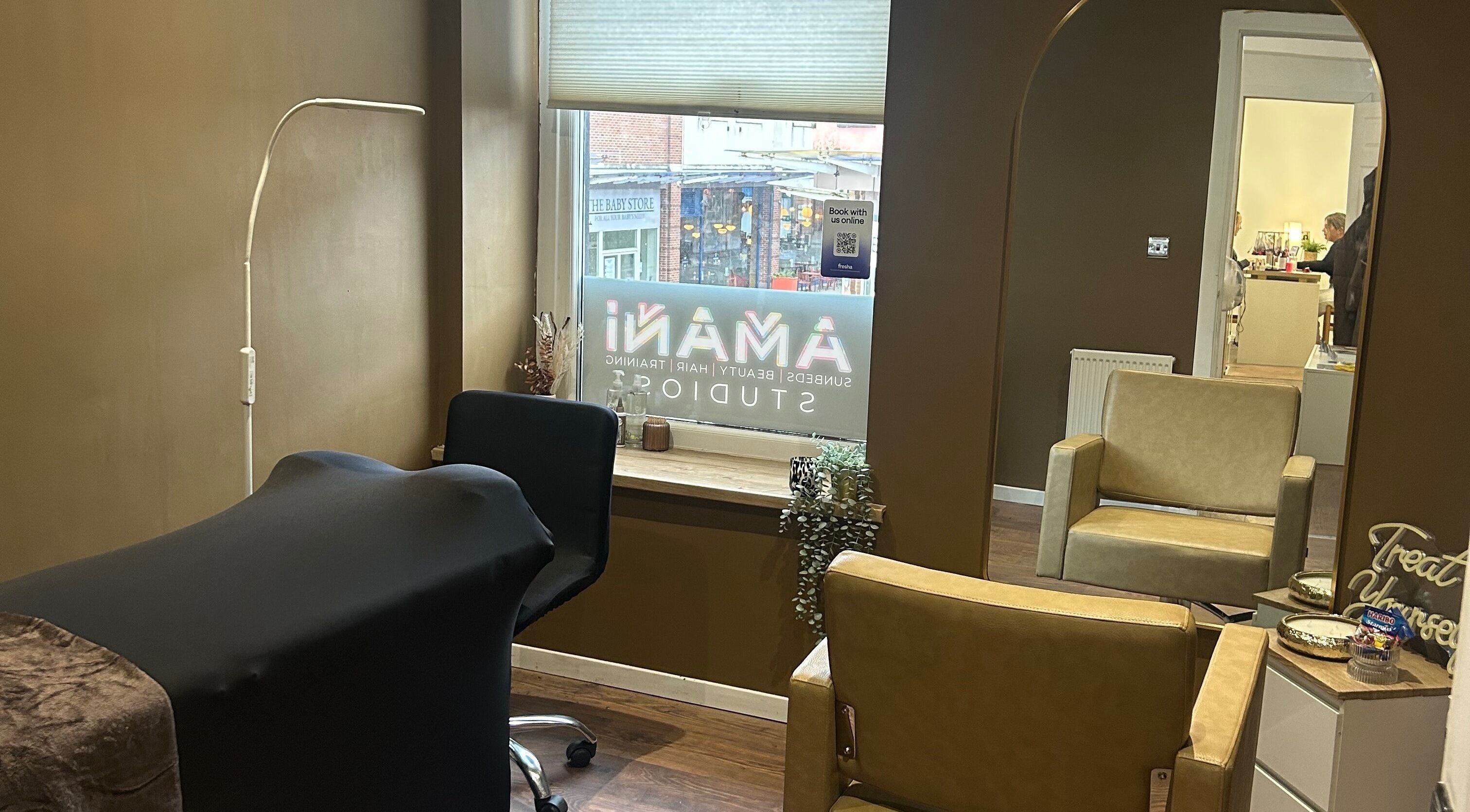 Cozy beauty room at Brushed Beauty, Workington, England, GB, featuring elegant decor and inviting seating.