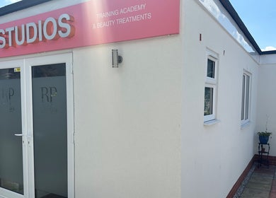 Front view of RP Studios, beauty training academy in Milnrow, England, GB, showcasing modern design.