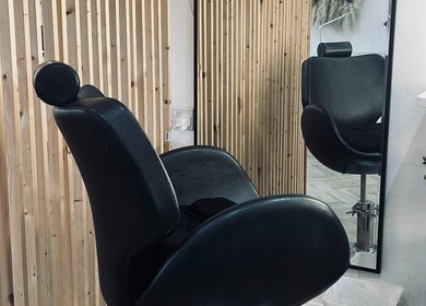 Elegant salon chair at Artist & Co. (Beth Hall Makeup Artist), Rugby, England, GB, inviting for beauty services.