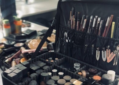 Professional makeup kit at Artist & Co. (Beth Hall Makeup Artist), Rugby, England, GB showcasing diverse products.
