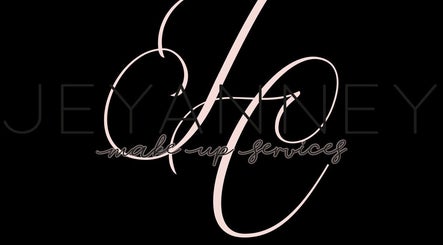 Make-up Services by Jeyanney logo on a sleek black background in London, England, GB.