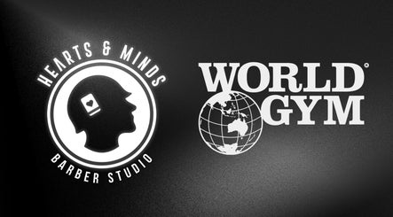 Logos of World Gym - Hearts & Minds Barber Studio in Tuggerah, New South Wales, AU.