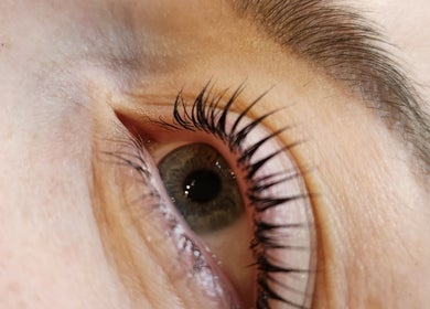 Close-up of beautifully styled eyelashes at Beauty By Tilly, Bradford, England, GB.