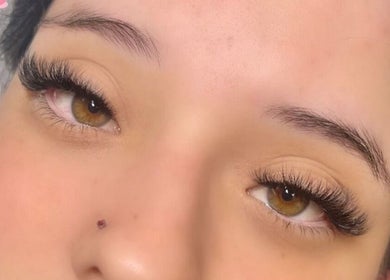 Close-up of eyelash extensions at Hertime Lashes, Maylands, Western Australia, AU, showcasing beauty services.