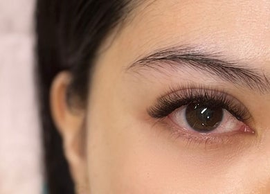 Close-up of expertly applied eyelashes at Hertime Lashes, Maylands, Western Australia, AU.