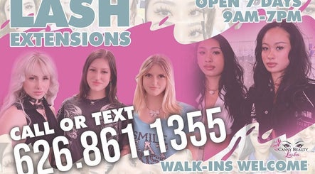 Vibrant lash extensions ad at Canny Beauty Lashes in Rosemead, California, US. Call or text for appointments.