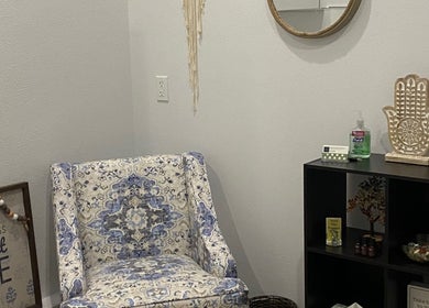 Comfortable chair and decor at Artayja’s Therapeutic Massage, Huntington Beach, California, US.