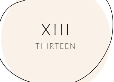 Stylish logo for Amy at Thirteen in Swalwell, England, GB, featuring 'XIII' and 'Thirteen'.