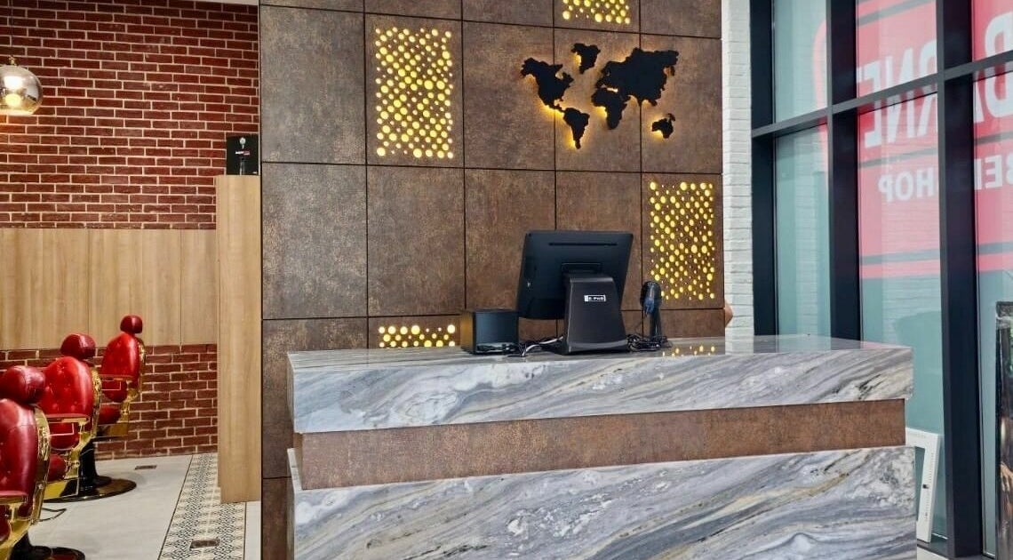 Modern reception at Doc Barnet - Aljada Solo in Sharjah, Sharjah, AE with stylish decor.