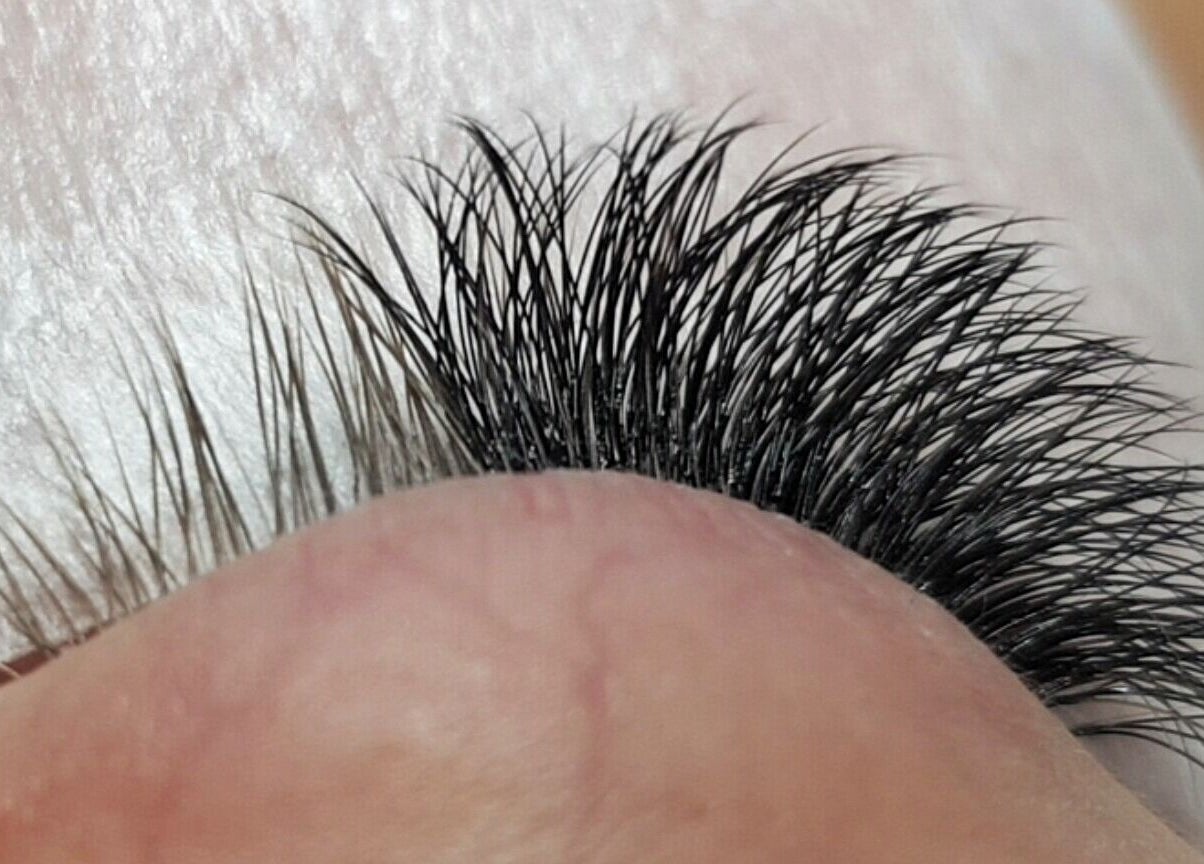 Close-up of eyelash extensions at Silk Touch Lashes Glenrothes, Glenrothes, Scotland, GB.