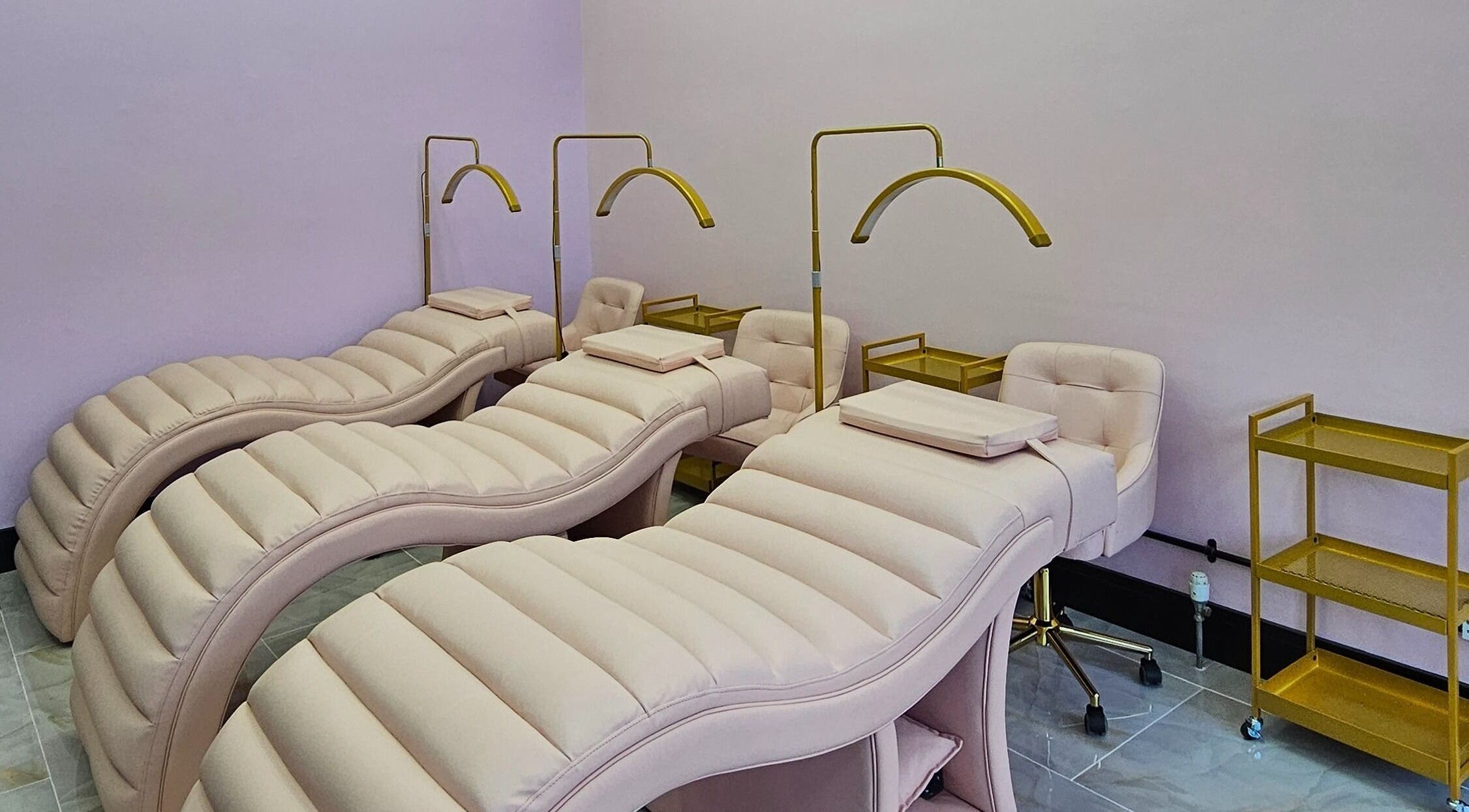 Luxurious treatment beds at Silk Touch Lashes Edinburgh, located in Edinburgh, Scotland, GB.