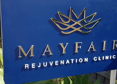 Mayfair Rejuvenation Clinic sign with elegant logo in Williamstown, Victoria, AU