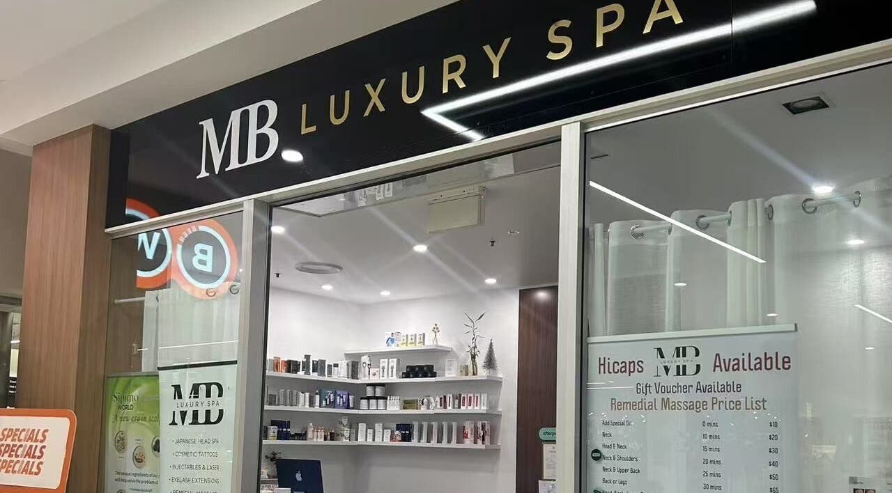 Front entrance of MB Luxury Spa Castletown in Hyde Park, Queensland, AU showcasing premium beauty products.