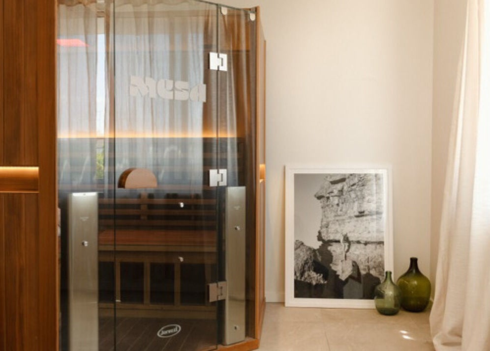 Elegant sauna at Mesa Health & Wellness Studio in Freshwater, AU. Perfect for relaxation and rejuvenation.