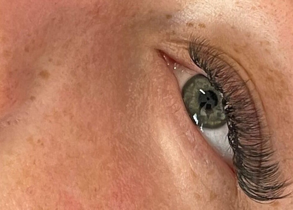 Close-up of eye with eyelash extensions at My Lash Room, Hamilton, Waikato, NZ.
