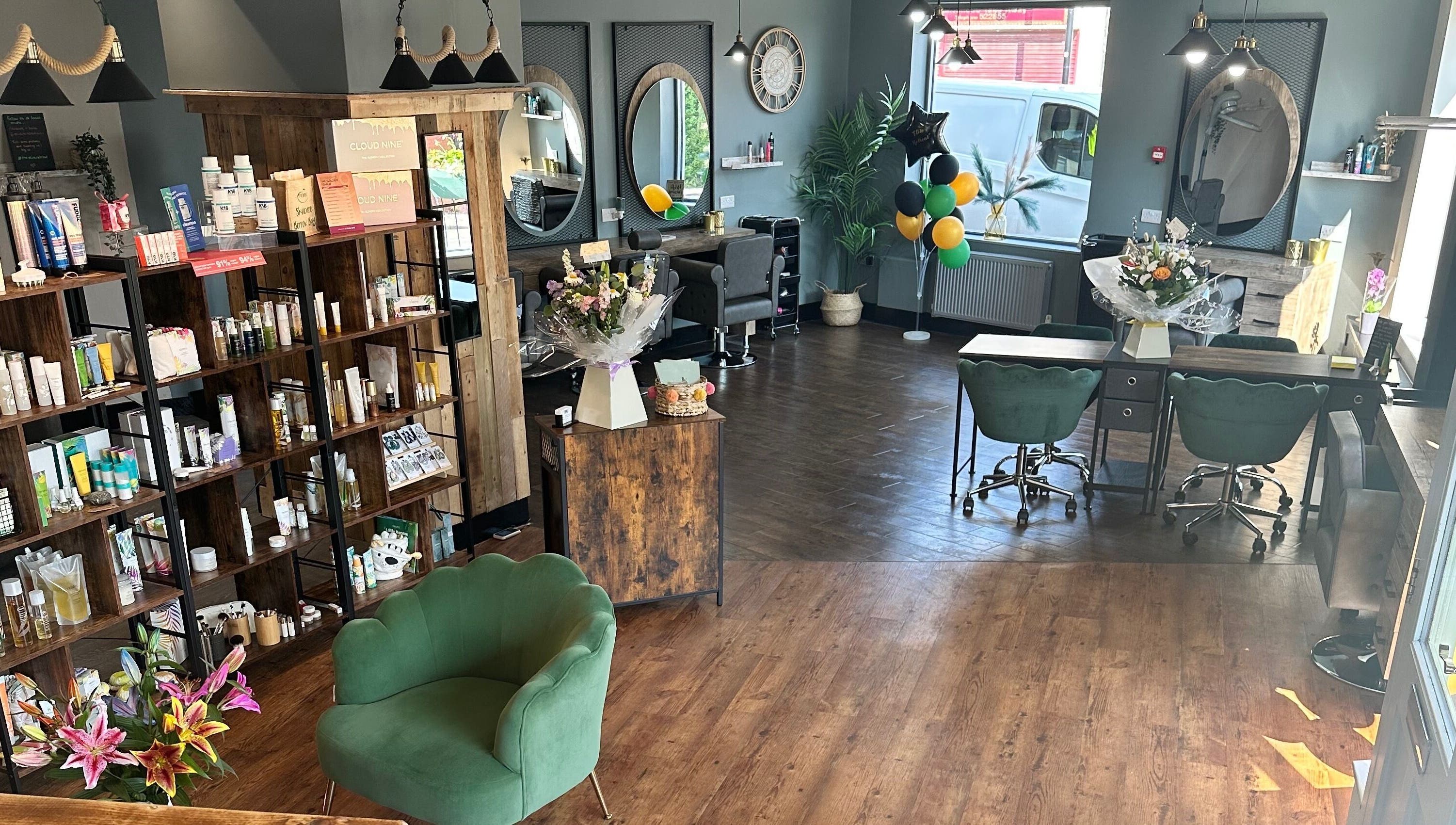 Elegant interior of The Elite Retreat in Biddulph, SOT, England, GB featuring stylish decor and beauty products.