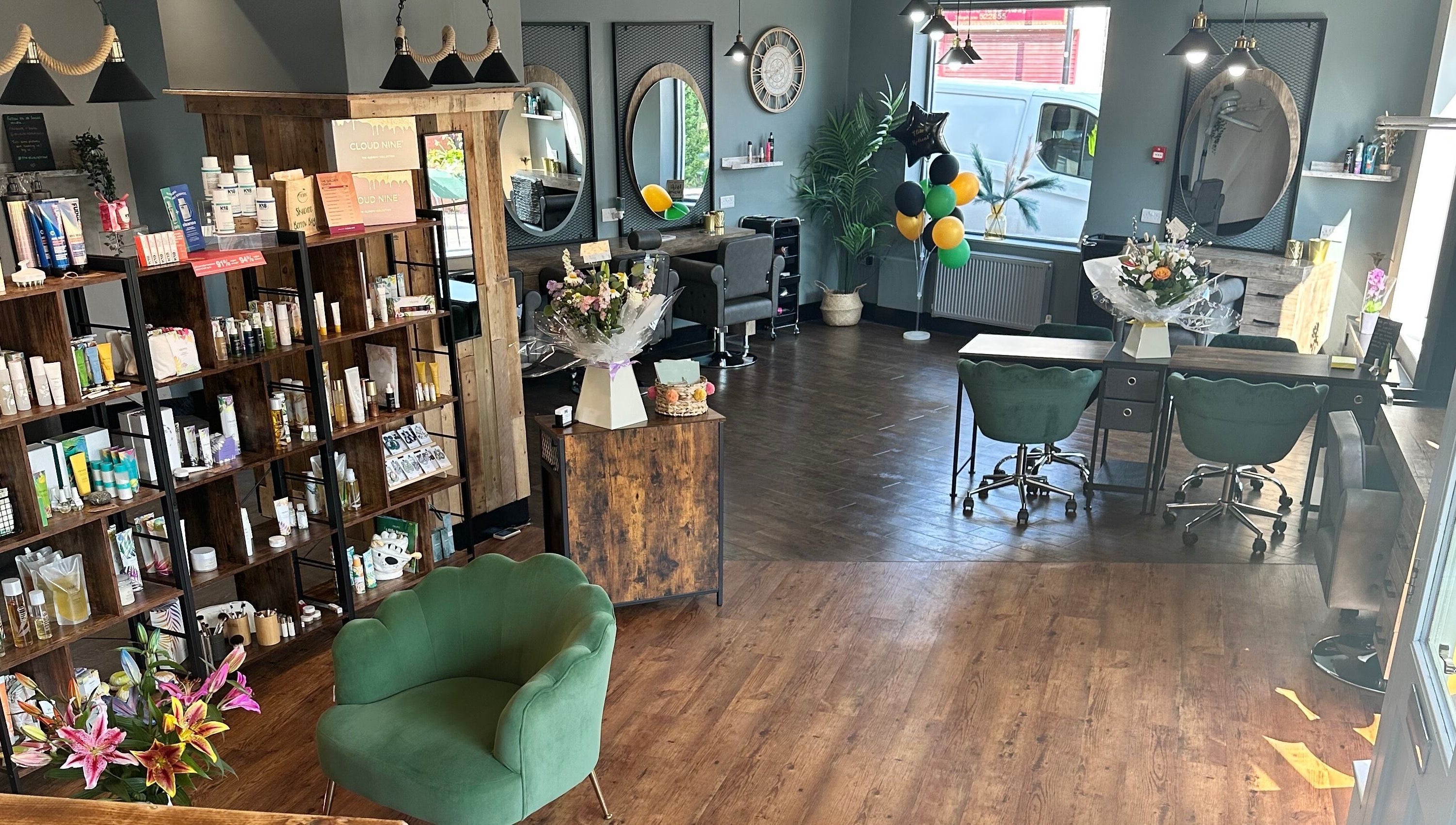 Elegant interior of The Elite Retreat in Biddulph, SOT, England, GB featuring stylish decor and beauty products.