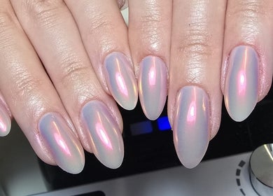 Stunning iridescent nails at Nails by Ashley in Bangor, Northern Ireland, GB. Perfect blend of elegance and style.