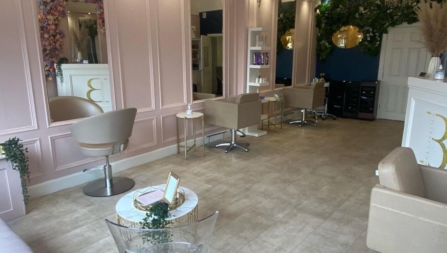 Luxurious seating and mirrors at Bellissima Lounge, Kirkcaldy, Scotland, GB, showcasing modern elegance.