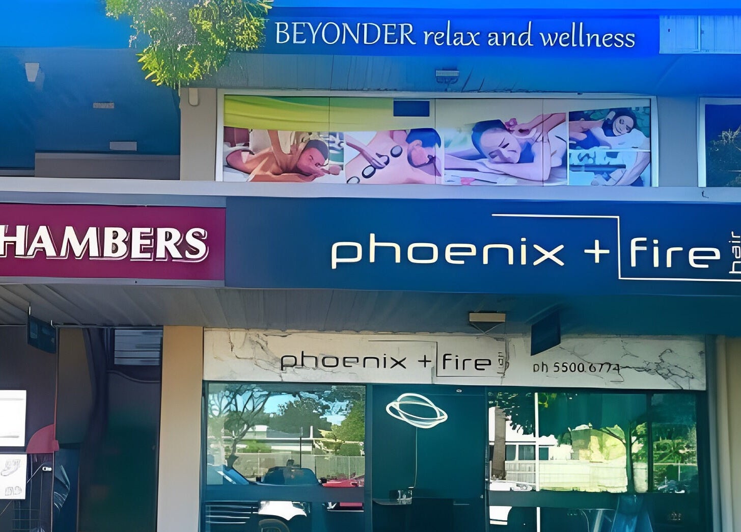Front view of Beyonder Relax and Wellness at Paradise Point, Queensland, AU, showcasing massage imagery.